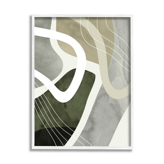 Contemporary Flowing Lines Abstract Graphic Art White Framed Art Print Wall Art