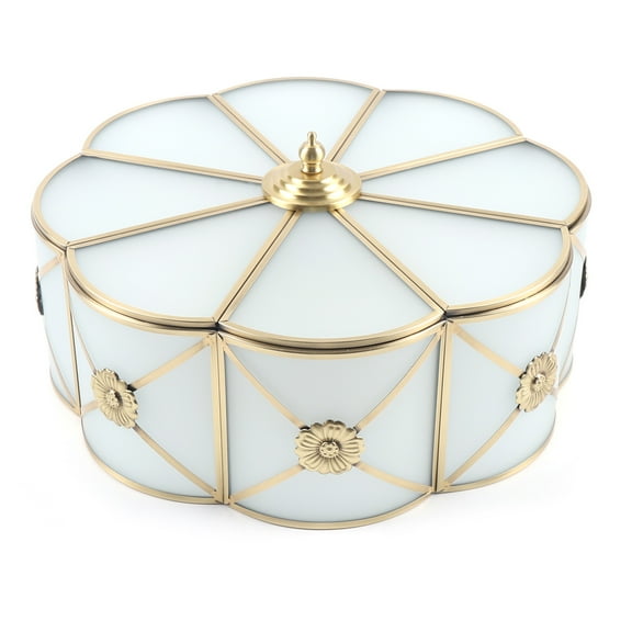 Contemporary Flush Mount Ceiling Light with Flower Shape, Golden Yellow, E27 Bulb, LED Compatible, Perfect for Dining, Living, and Bedroom