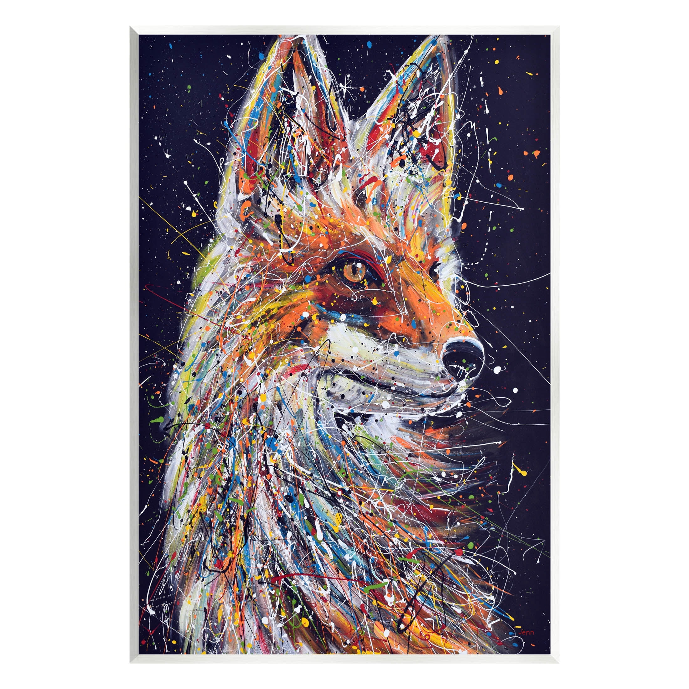 Contemporary Fox Urban Splatter Animals & Insects Painting Unframed Art Print Wall Art