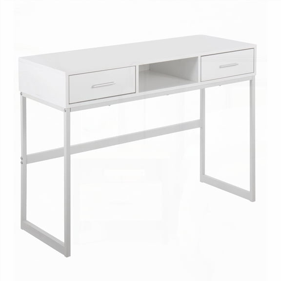 Contemporary Franklin Console Table with White Metal & Wood|Concealed Storage|Sleek Design