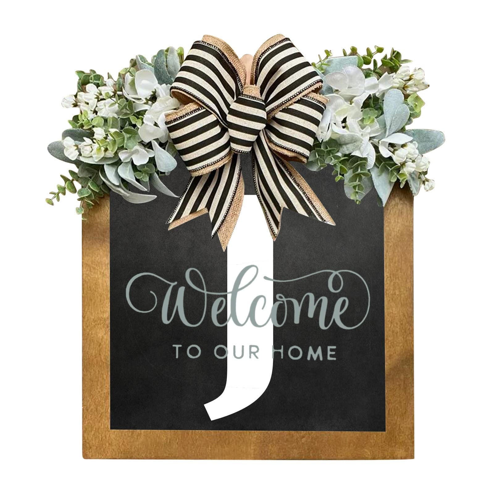 Contemporary Front Door Porch Decor Last Name Year Round Wreath for All ...