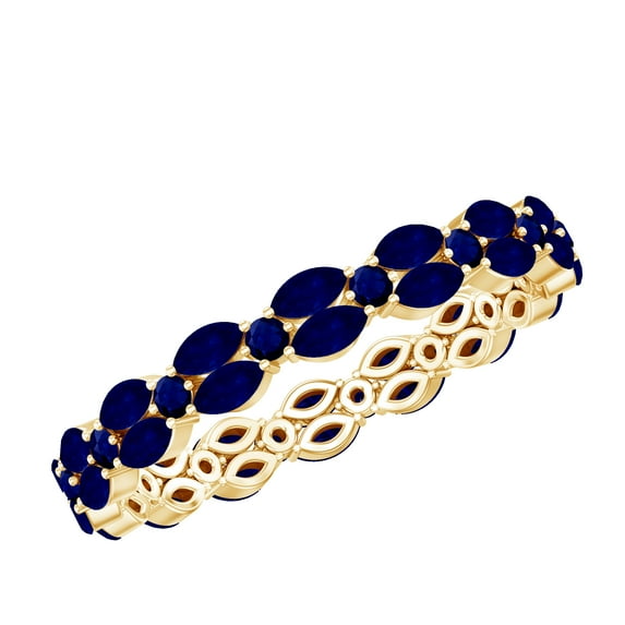Rosec Jewels Contemporary Full Eternity Ring with Blue Sapphire for Women (AAA Quality, September Birthstone), 18K Yellow Gold, US 5.50