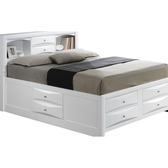 Contemporary Full Storage Bed In White, Practical Style - 49"h X 57"w 87"d Materials Bedroom Organization White Color Scheme Build Organize Easily