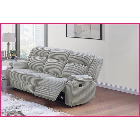 Contemporary Fur-Like Corduroy 3-Seat Living Room Reclining Sofa Plush Texture & Manual Recline, 83W x 37D x 41H
