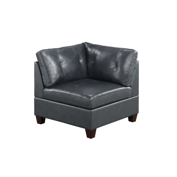 Contemporary Genuine Leather 1pc Corner Wedge Black Color Tufted Seat Living Room Furniture