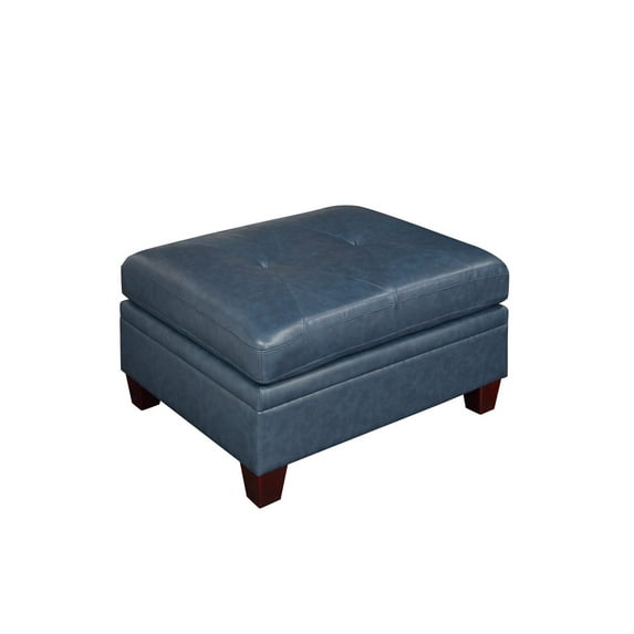 Contemporary Genuine Leather 1pc Ottoman Ink Blue Living Room Furniture