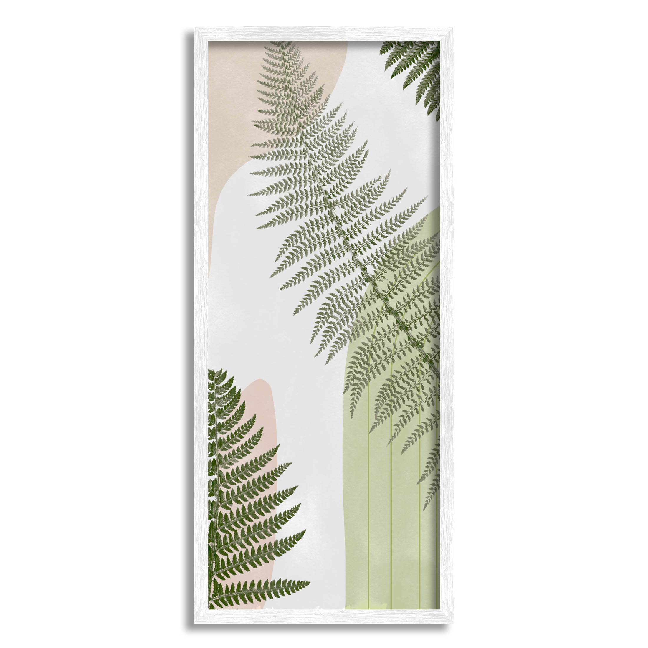 Contemporary Geometric Ferns Botanical & Floral Graphic Art White Framed Art Print Wall Art
