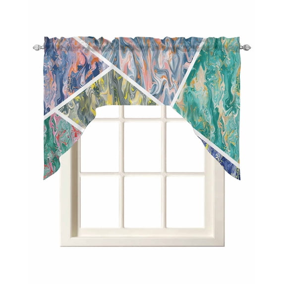 Contemporary Geometric Kitchen Swag Valance for Window, Rod Pocket ...