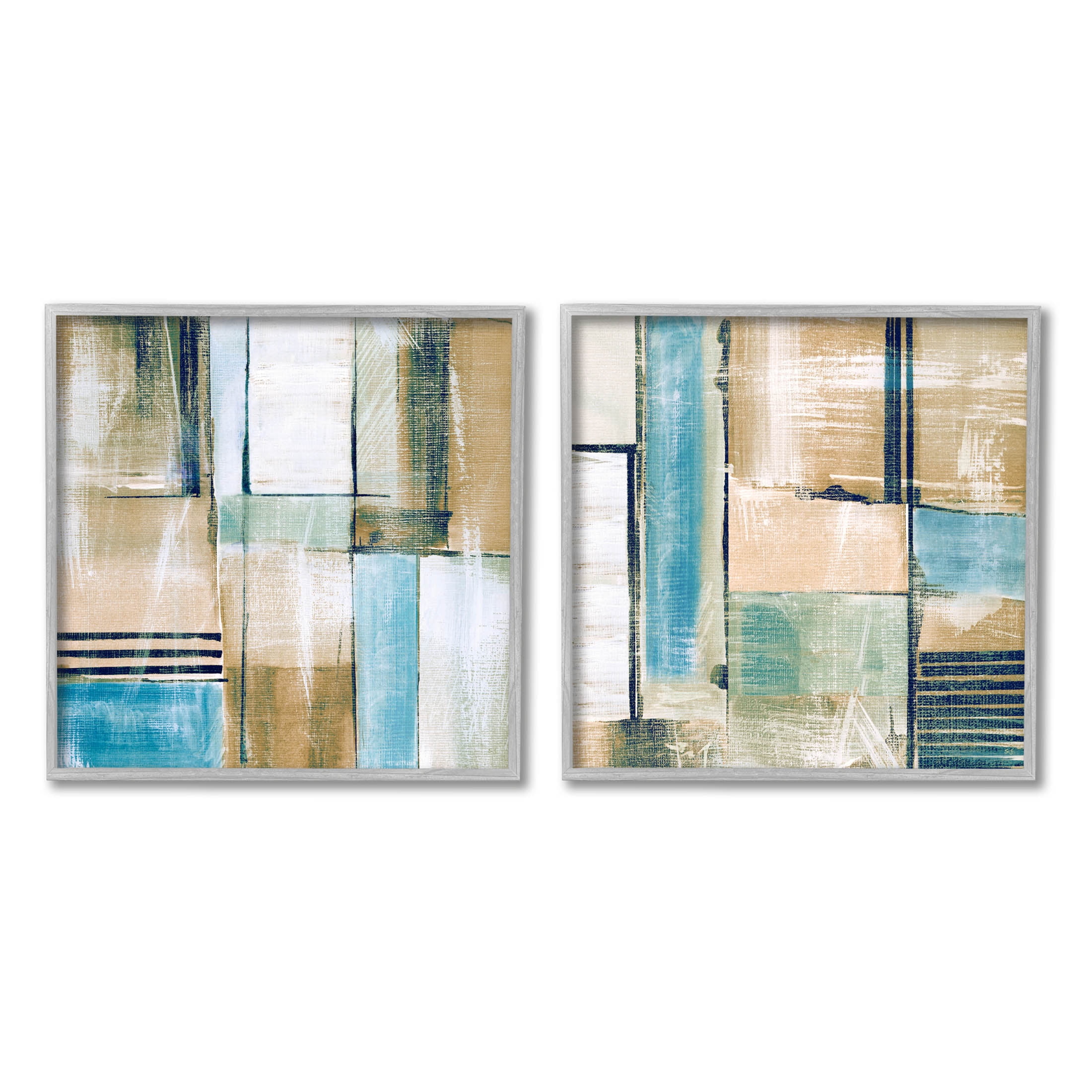 Contemporary Geometric Neutral Tones Abstract Graphic Art Gray Framed Art Print Wall Art, Set of 2