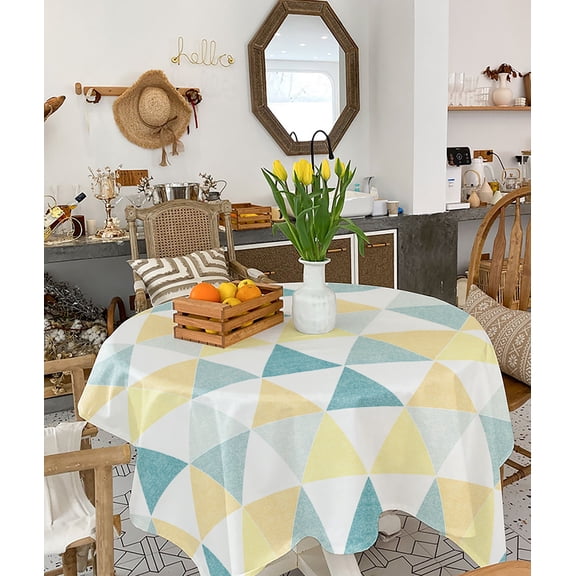Contemporary Geometric, Tablecloth Square Table Cloth 60x60 , Waterproof Tablecloth Outdoor Table Cloth, Minimalist Colored Bohemia Washable Table Cover for Kitchen Dining Party