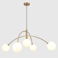 Contemporary Gold Ceiling Light 5Light Glass Globe Lights Mid Century