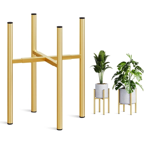 Contemporary Gold Finish Plant Stand Middle Century Plan Home Deck Accent