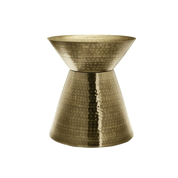 Contemporary Gold Metal Table - 20"x20"x22" Drum Accent For Bedroom & Living Room Side 20"x20" 22" High