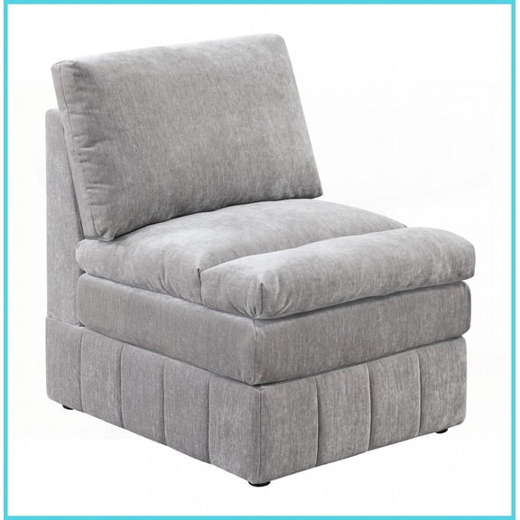 Contemporary Granite Suede Modular Plush Armless Chair 26x33x35 Living Room Sectional Furniture