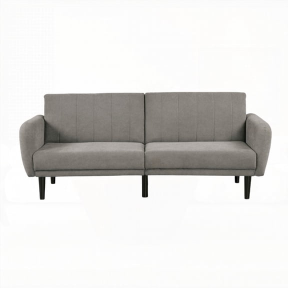 [Bedroom Modern Gray 1pc Futon Sofa 81W X 32.5D X 32.5H Soft Track Arm Couch with USB]