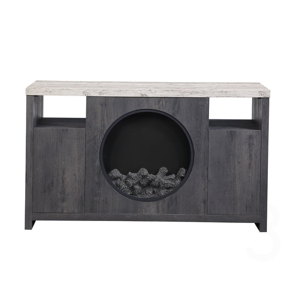 Contemporary Gray 60 Inch TV Stand Media Console with Integrated Bluetooth Speaker and LED Lighting for Primary Living Spaces