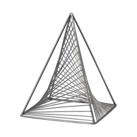 Contemporary Gray Metal Triangular Dcor Piece