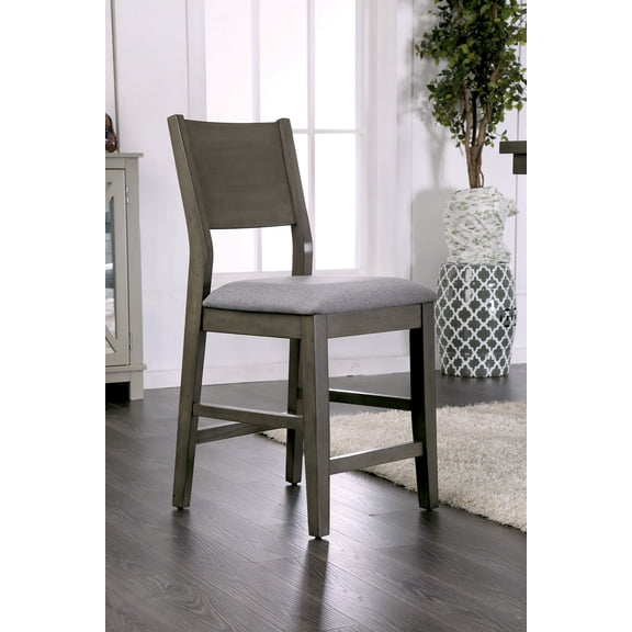 Contemporary Gray Set of 2pc High Chairs Padded Fabric Cushions Counter Height Chairs Dining Room Furniture