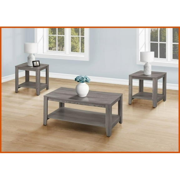 Contemporary Grey Wood-Look 3pcs Coffee Table Set for Living Room - Sofa-Friendly with Extra Storage