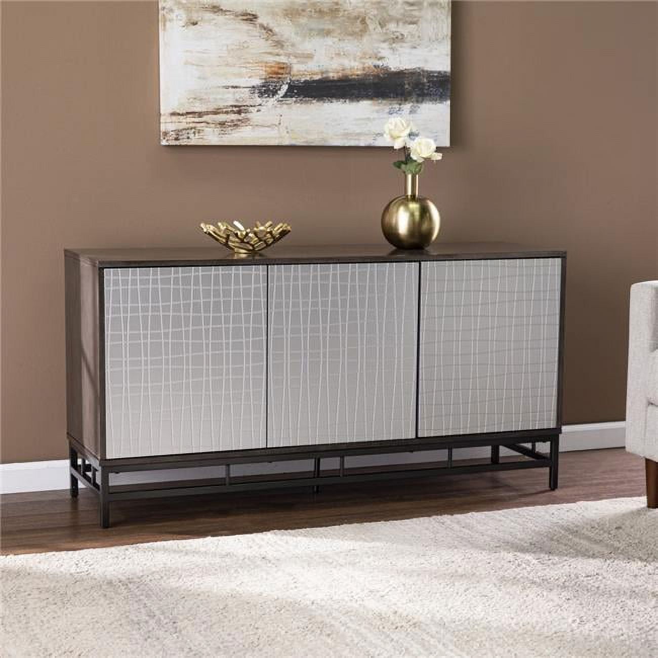 Weathered Gray Gunmetal Contemporary Office Sideboard