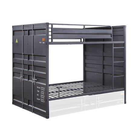 Contemporary Gunmetal Full Bunk Bed + Trundle by Acme Cargo 37895-2pcs