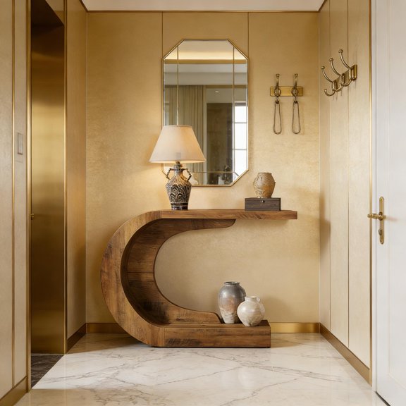 Contemporary Hallway Table,Modern Console Table,C-Shaped Coffee Table