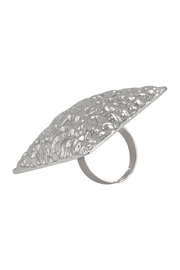 Contemporary Hammered Metal Statement Rings Adjustable Open Unique Textured Alloy Jewelry For Everyday Wear