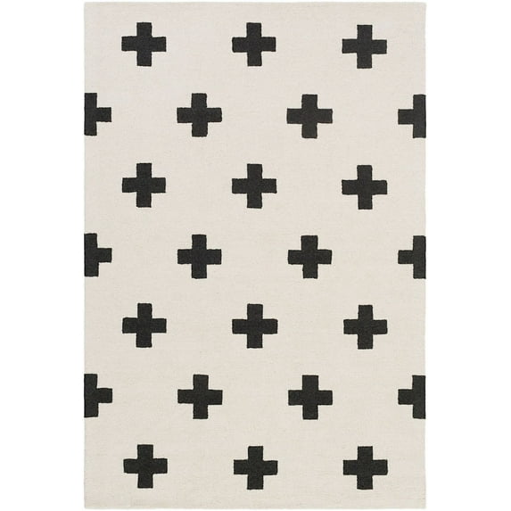 Contemporary Heidi Collection Area Rug in Black Cross Color and Rectangle, Runner Shape