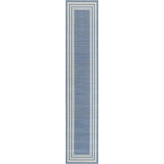Contemporary Heloise Collection Area Rug 2'x10' - Blue-Ivory