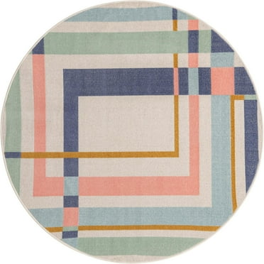 Contemporary Heloise Collection Area Rug 5' Round - Multi-Beige