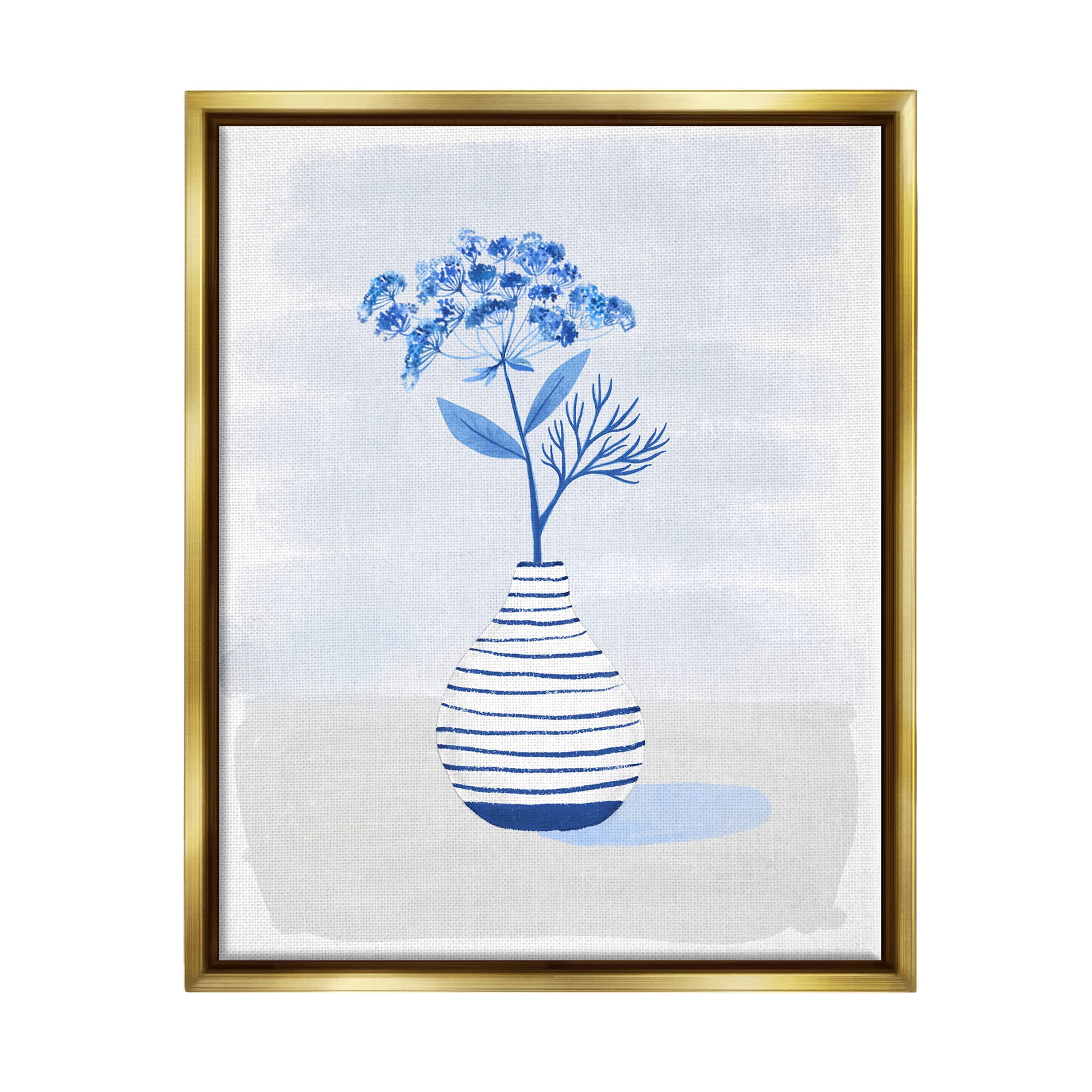 Contemporary Herb Sprig Flower Botanical & Floral Graphic Art Metallic Gold Framed Art Print Wall Art