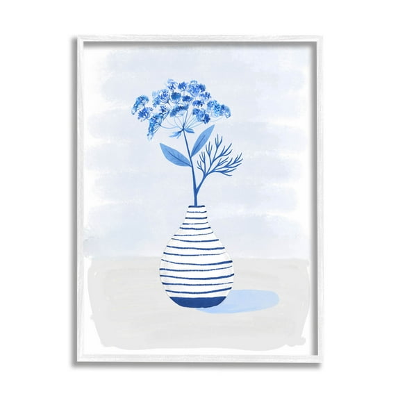 Contemporary Herb Sprig Flower Botanical & Floral Graphic Art White Framed Art Print Wall Art