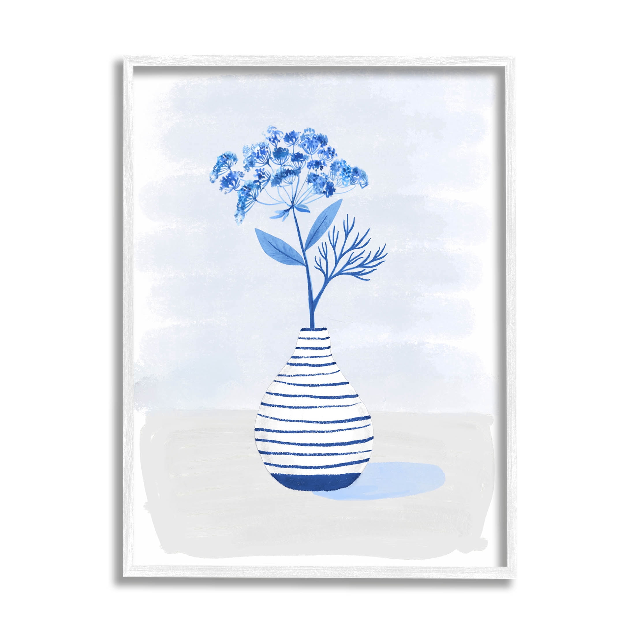 Contemporary Herb Sprig Flower Botanical & Floral Graphic Art White Framed Art Print Wall Art
