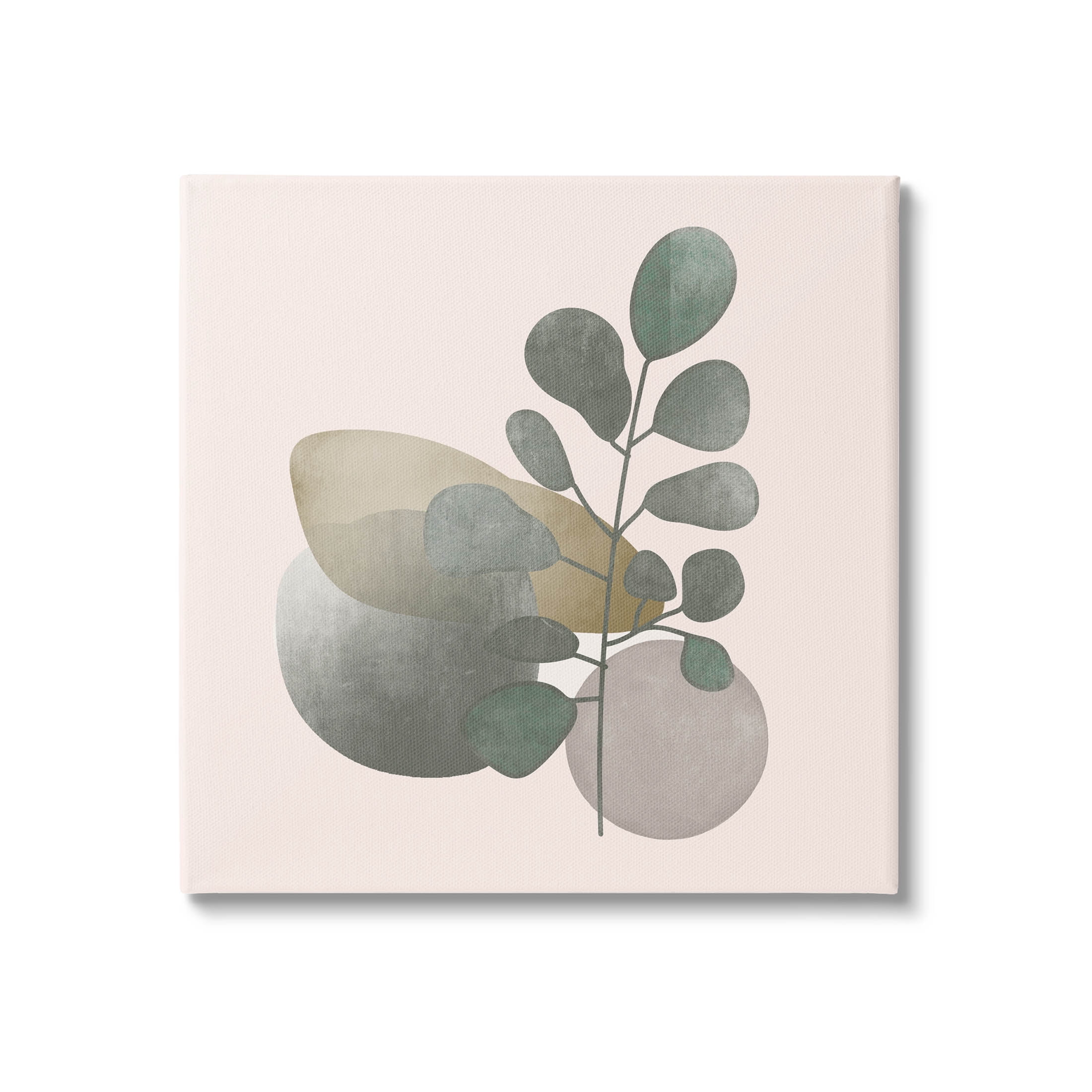 Contemporary Herb Sprig Pebbles Botanical & Floral Graphic Art Gallery Wrapped Canvas Print Wall Art