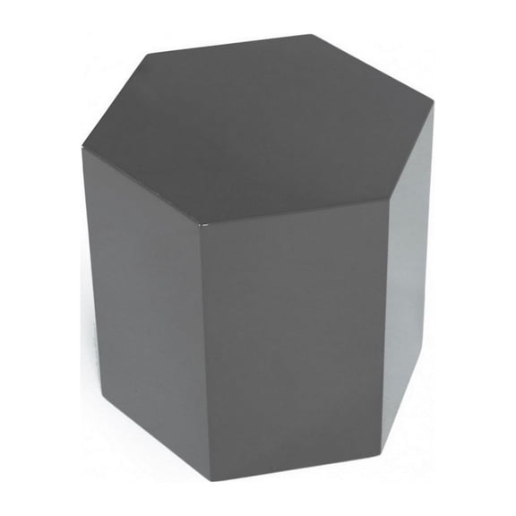 Contemporary High Gloss Hexagonal Wooden End Table, Medium, Gray