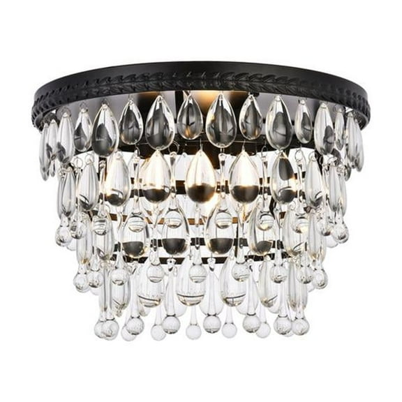 Contemporary Home Decorative Iron Nordic 3 Lights Flush Mount - Black And Clear