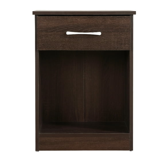 Contemporary Home Living 1-Drawer Nightstand with Open Shelf - 24" - Dark Brown