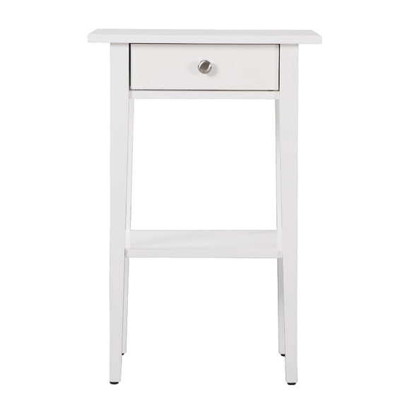 Contemporary Home Living 1-Drawer Wooden Nightstand with Open Shelf - 28" - White