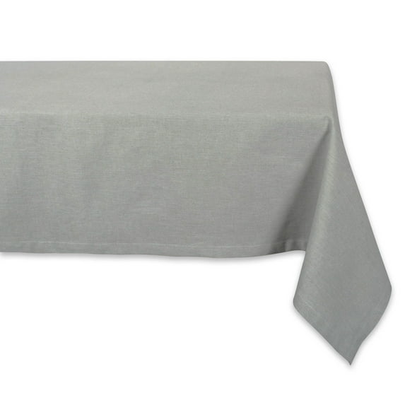 Contemporary Home Living Solid Chambray Woven Cotton Rectangular Tablecloth - 104" - Stone Gray