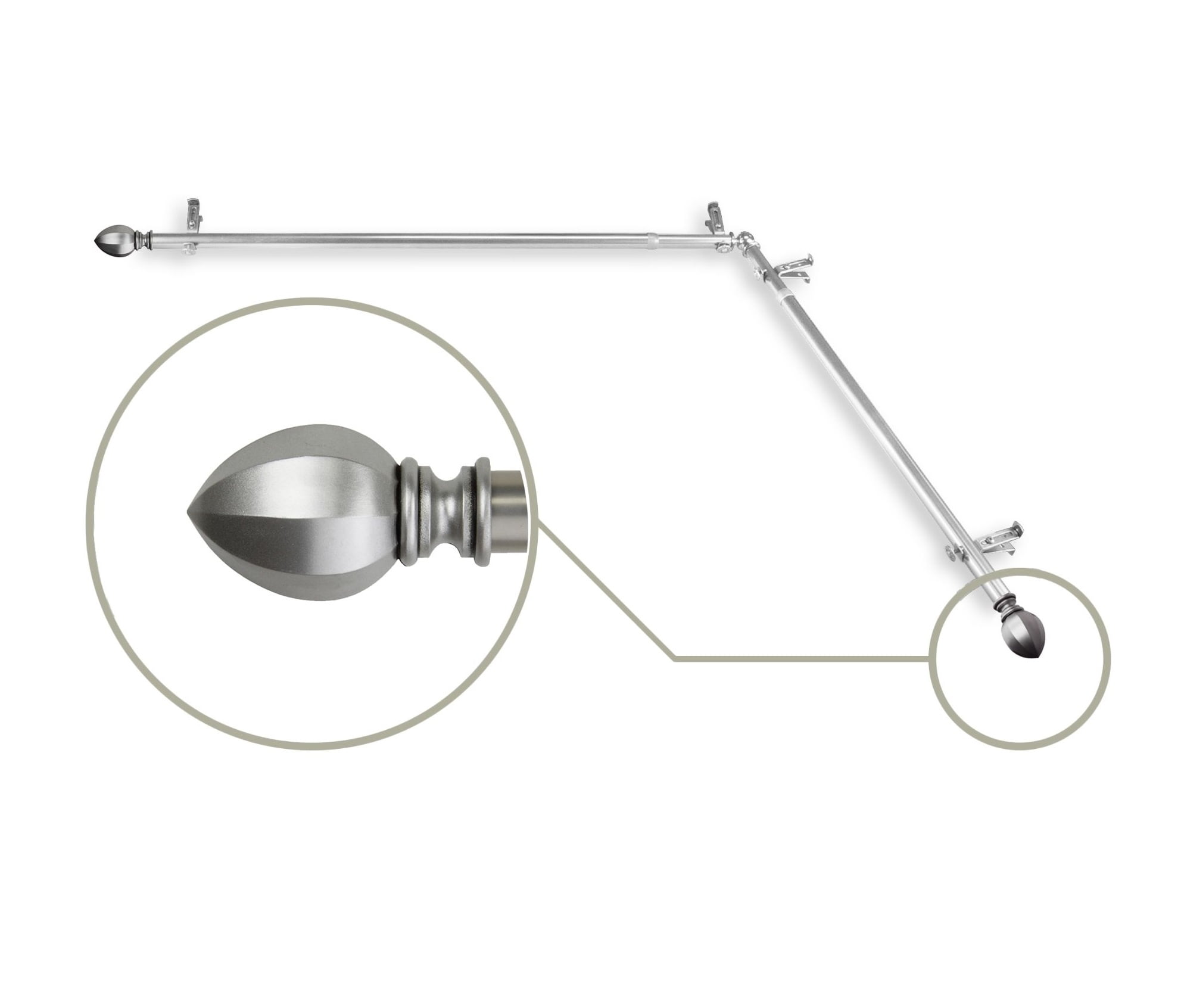 Contemporary Home Living 105" Silver Solid Contemporary Corner Window Curtain Rod