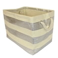 thumbnail image 1 of Contemporary Home Living 11" Beige and Silver Stripe Storage and Laundry Bin, 1 of 1