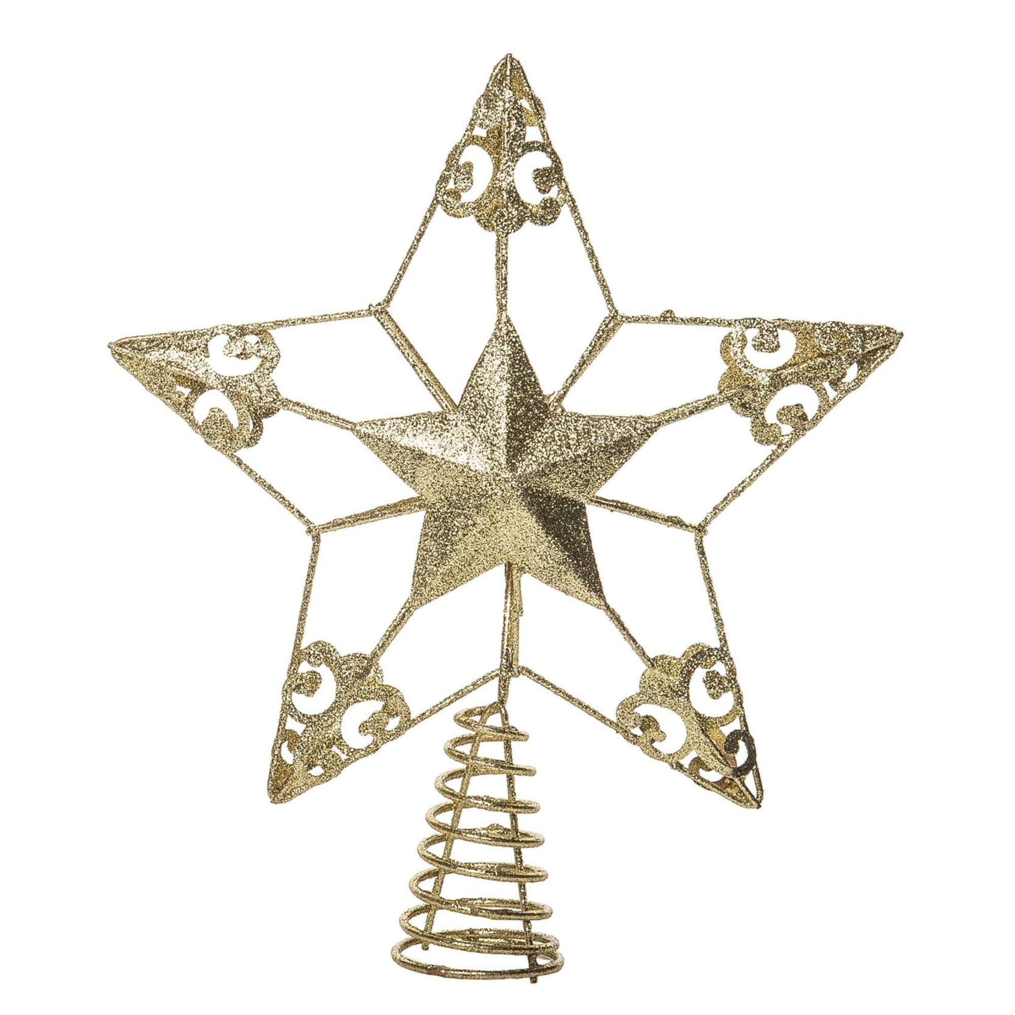 Contemporary Home Living 11" Gold Glitter Star Christmas Tree Topper