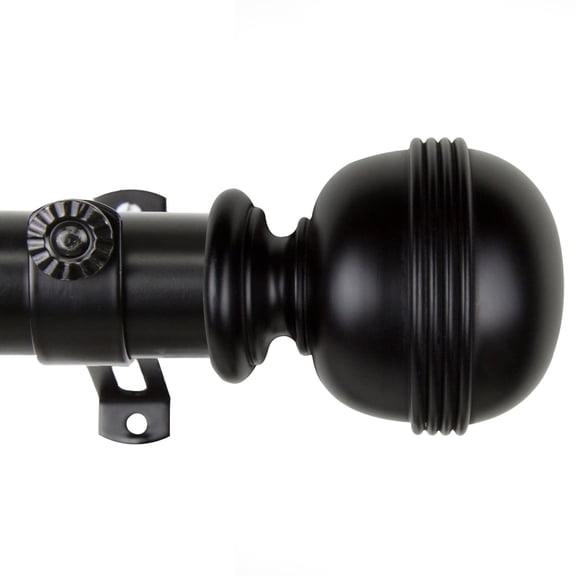 Contemporary Home Living 115" - 165" Matte Black Stainless Steel Curtain Rod with Finials and