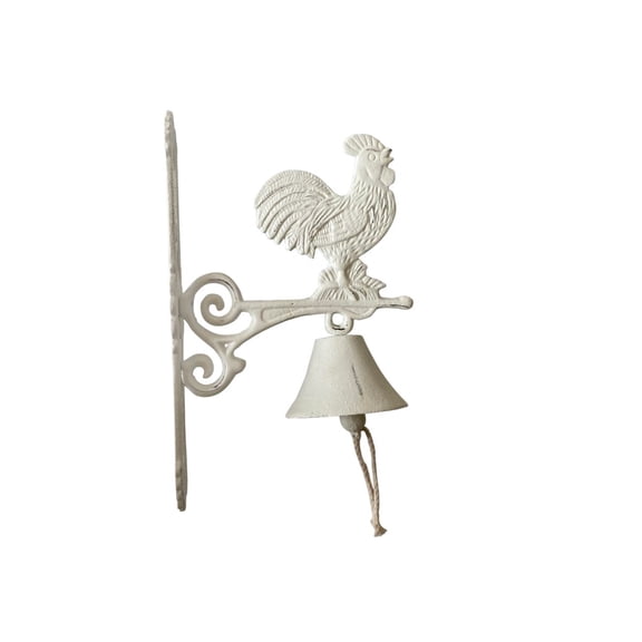 Contemporary Home Living 12.5" Antique White Rooster Outdoor Wall Bell Decoration