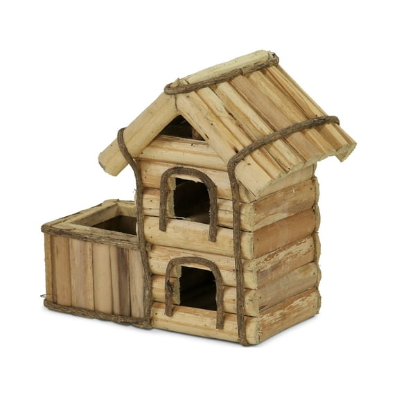 12" Brown and Beige 2 Story Twig Bird House Planter