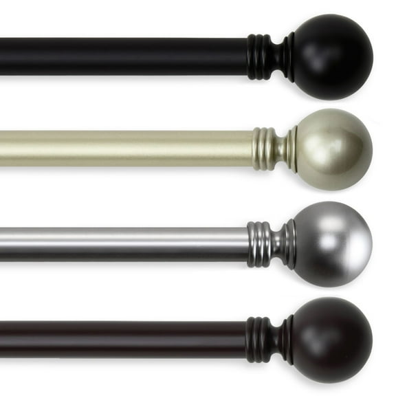 Contemporary Home Living 120" - 170" Solid Black Stainless Steel Round Double Curtain Rod