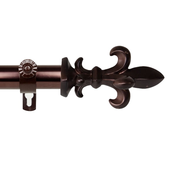 Contemporary Home Living 120"- 170" Solid Bronze Adjustable Round Felicia Window Curtain Rod