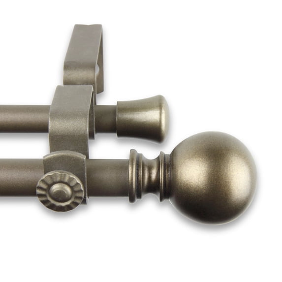 Contemporary Home Living 124" Antique Gold Round Double Curtain Rod with Mounting Bracket