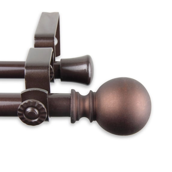 Contemporary Home Living 124" Cocoa Solid Double Curtain Rod with Mounting Brackets