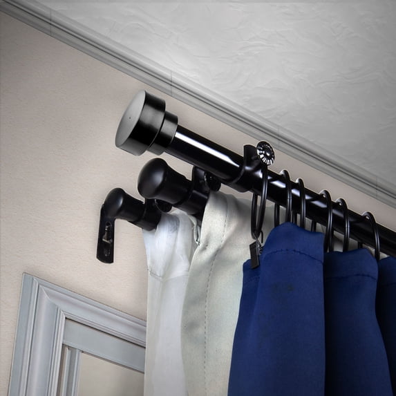 Contemporary Home Living 125.5" Black Solid Contemporary Triple Curtain Rod